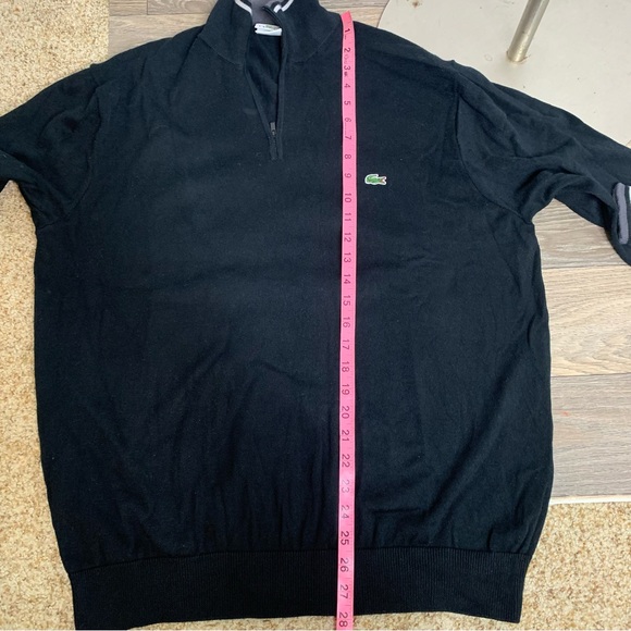 Mens Lacoste Black Quarter Zip Pullover Sweater - Picture 5 of 6
